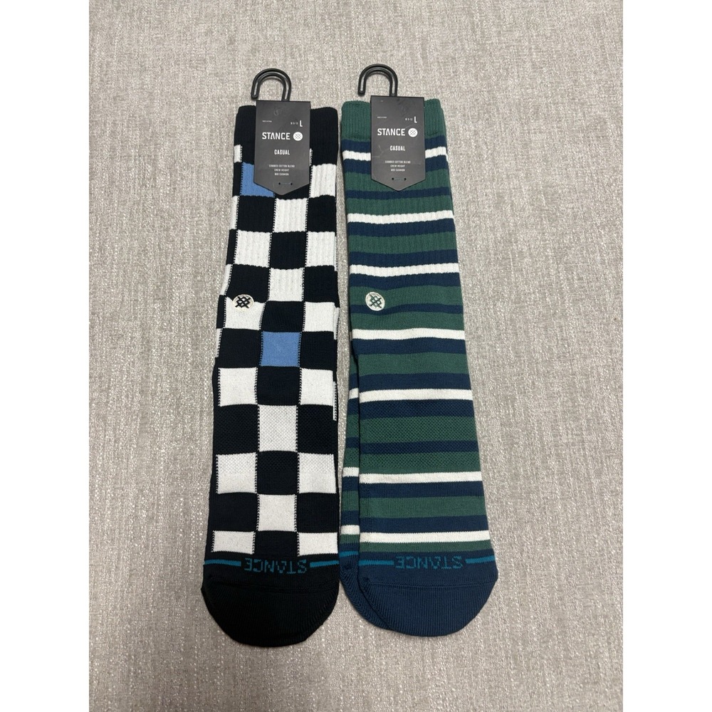 2 Pack Stance Combed Cotton Casual Socks Crew Mid-Cushion Large (9-13) NWT